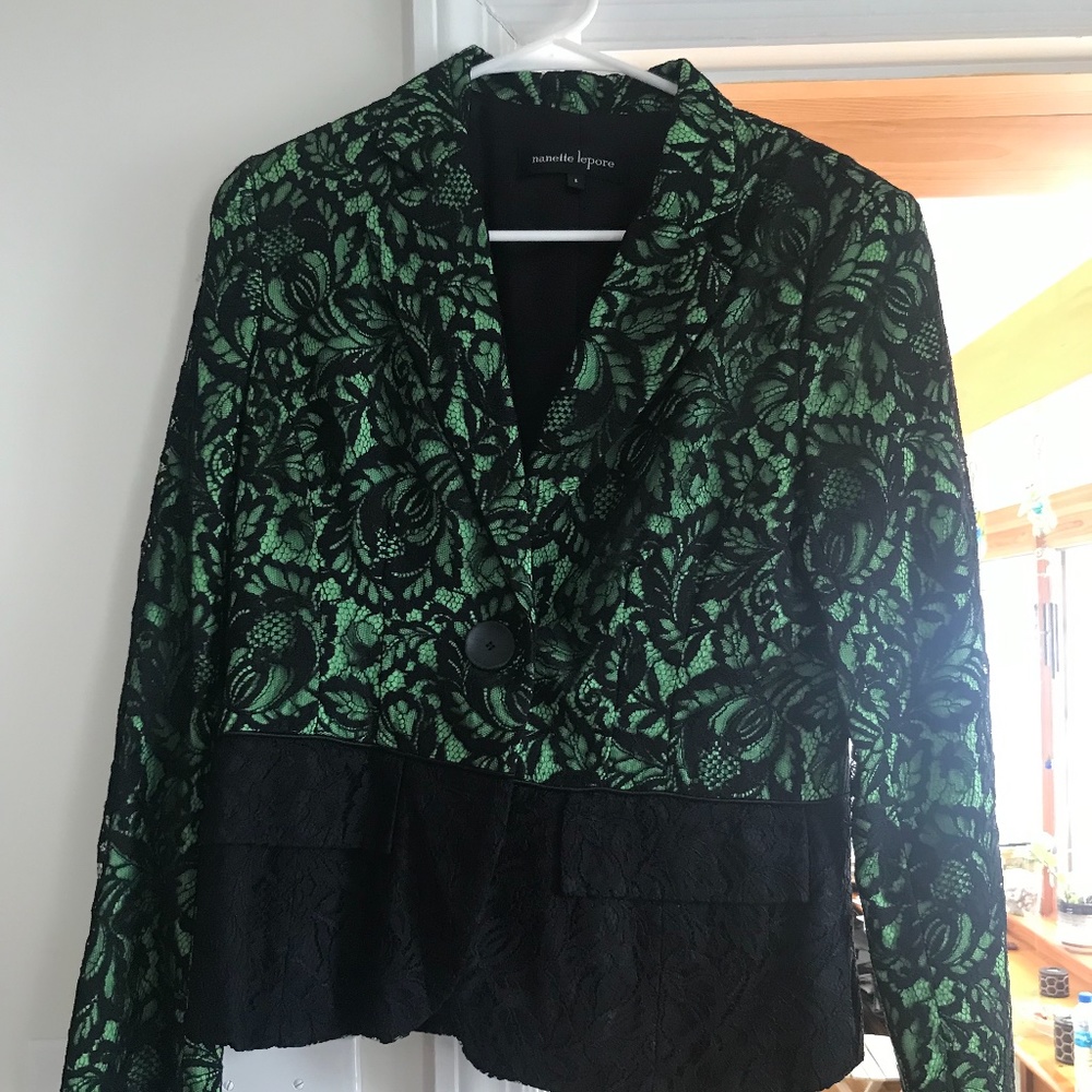 Greens and black jacket